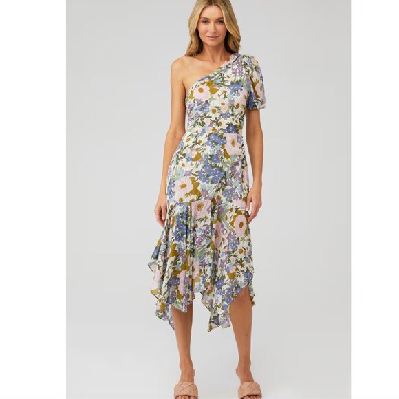 Astr Dresses & Skirts - ASTR The Label Santorini One Shoulder Dress Off White Retro Floral Medium
